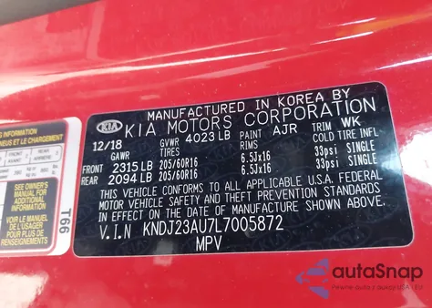 2020 Kia Soul S z USA, uszkodzony, nr VIN KNDJ23AU7L7005872